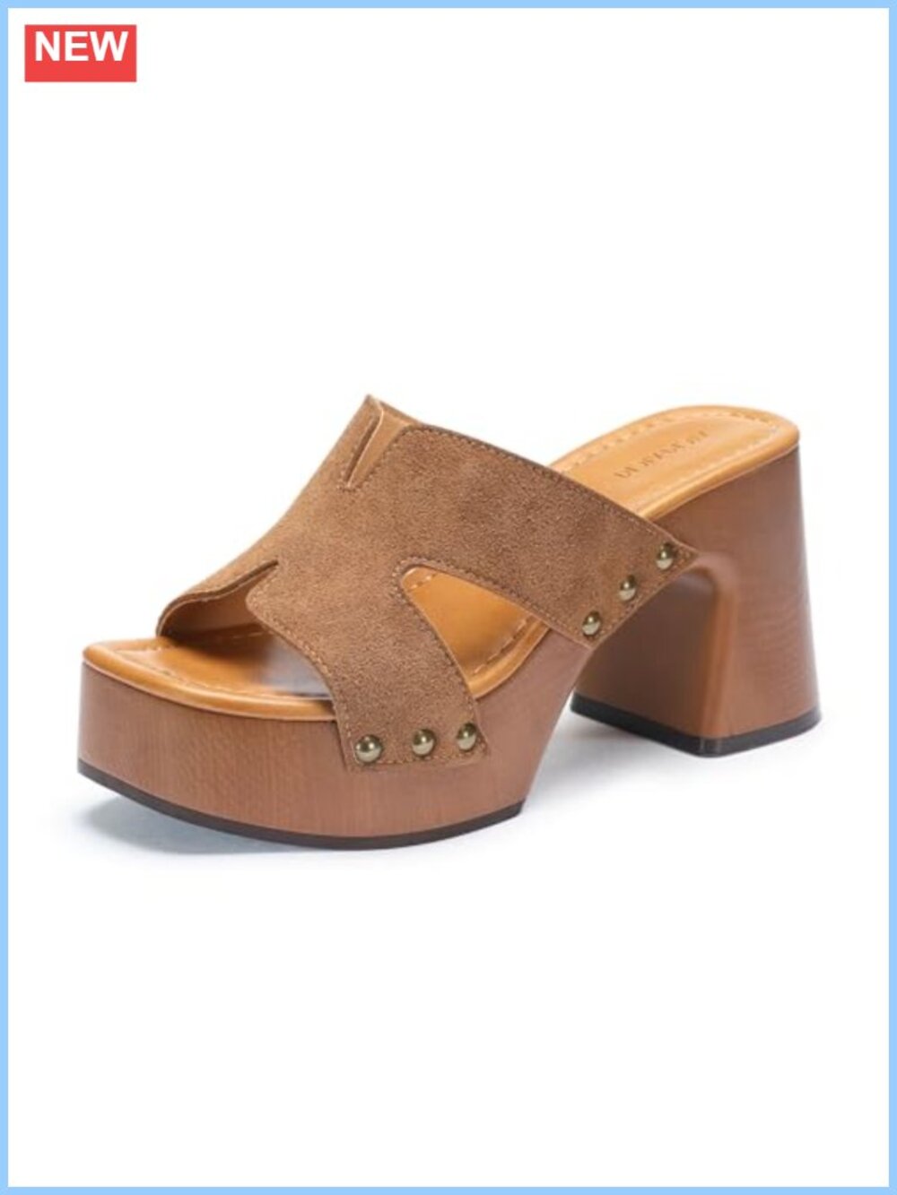 Studded Chunky Platform Sandals Women Square Open Toe Block Heel Slip On Summer